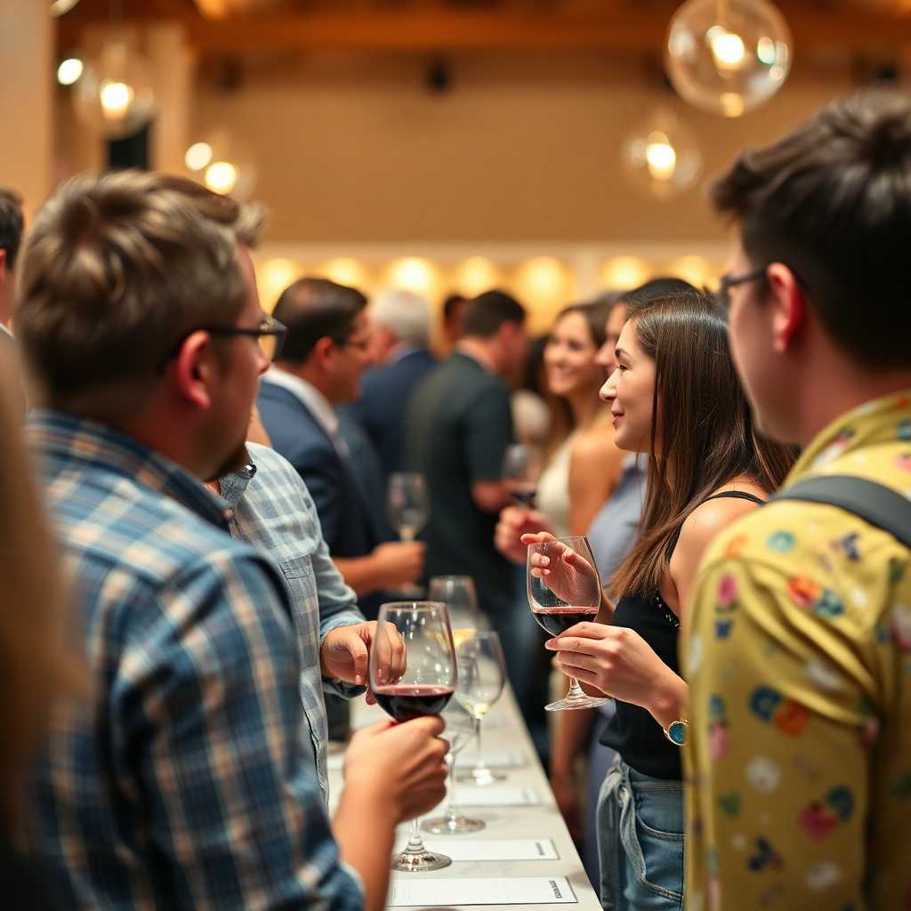 Multiple visitors during a wine tasting event