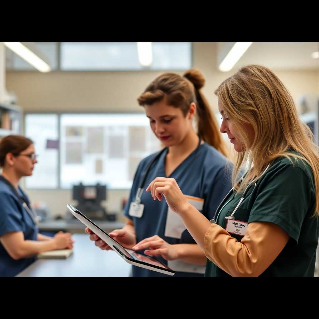 Vet staff exploring TextSupport Sales PRO features on a tablet