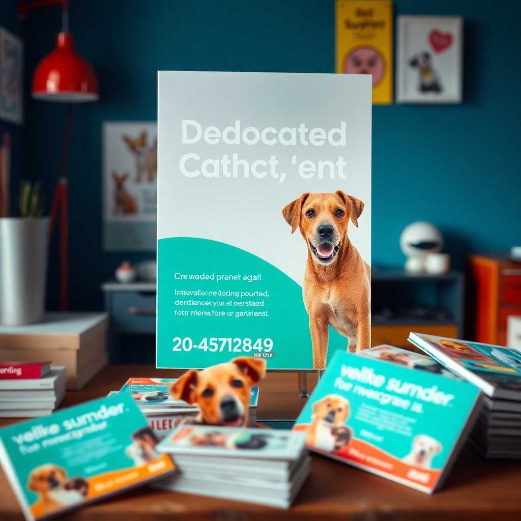 Veterinary marketing materials showcasing a dedicated contact number