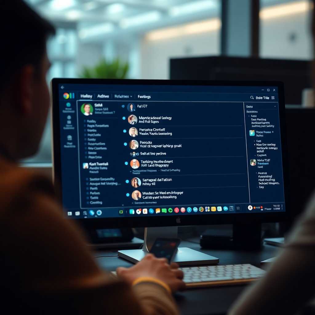 Desktop display showing real-time message archive and CRM integration