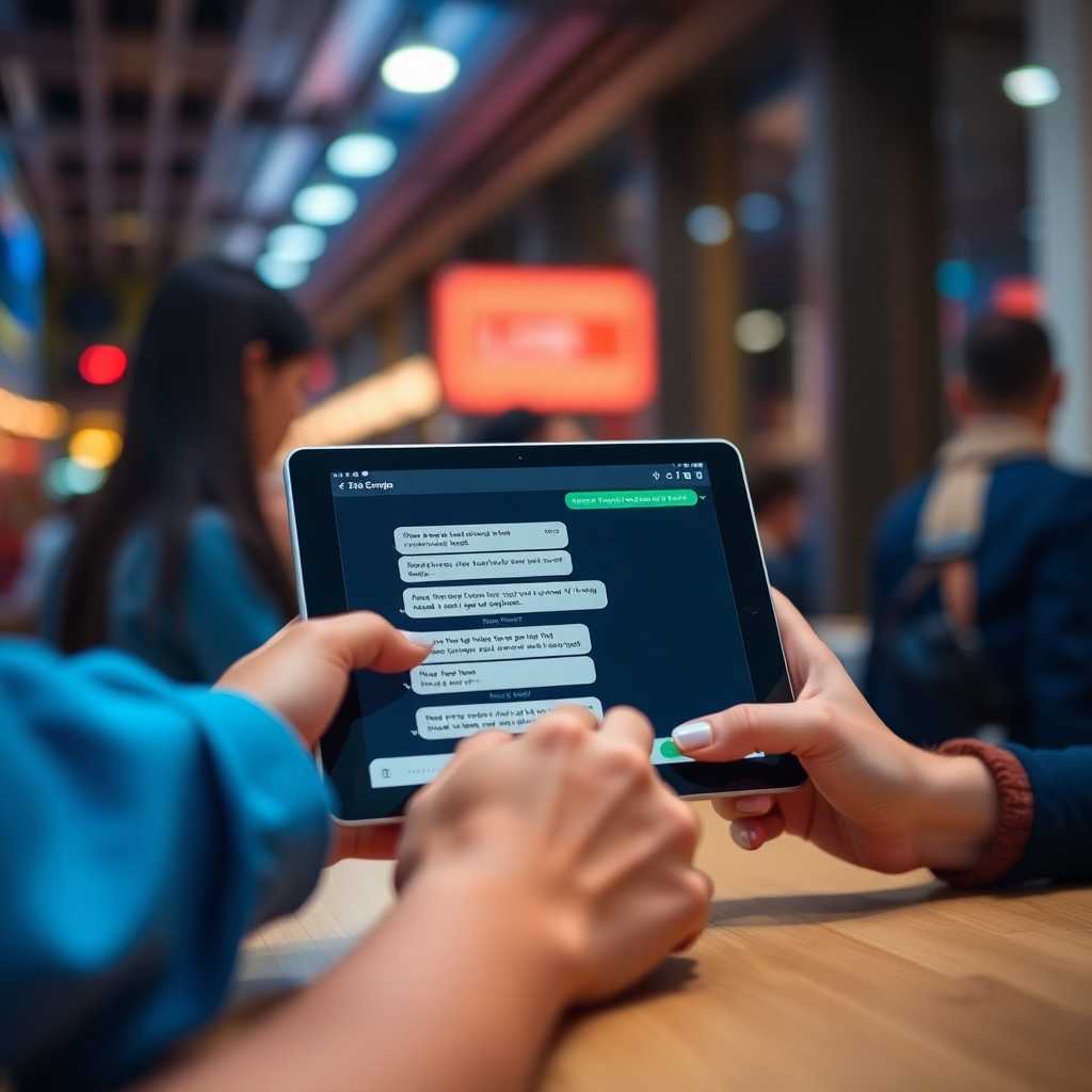 A smooth interface on a tablet showing message exchanges
