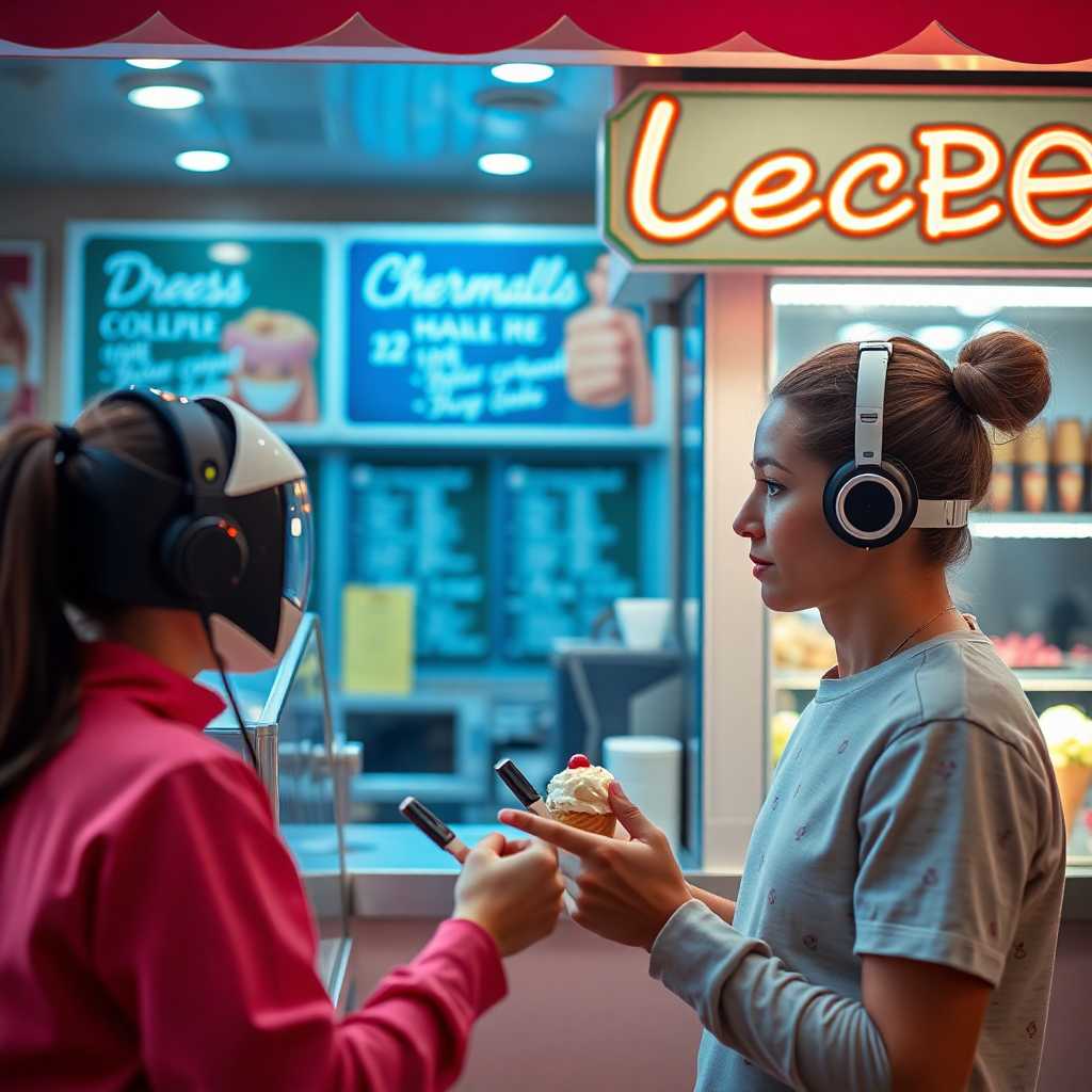 AI interface helping a user manage ice cream shop texts