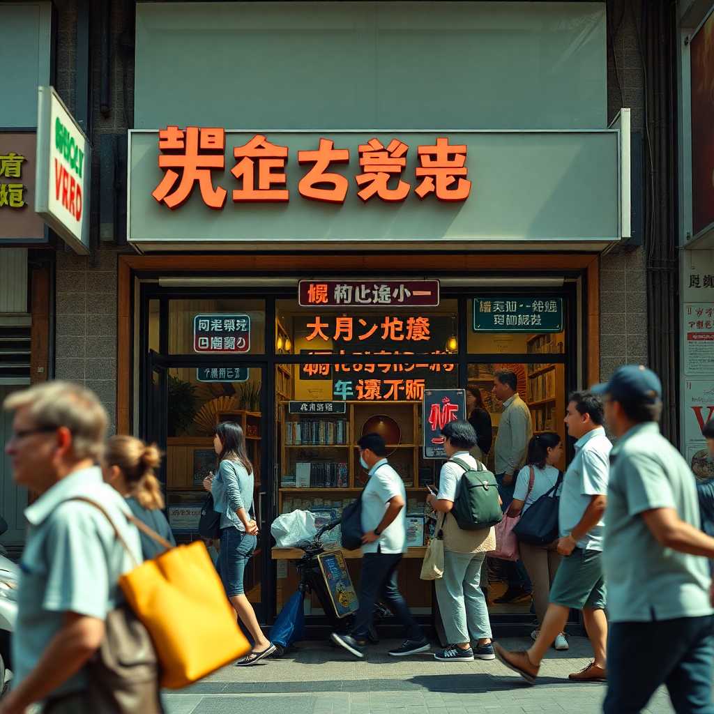 Busy storefront with texts incoming