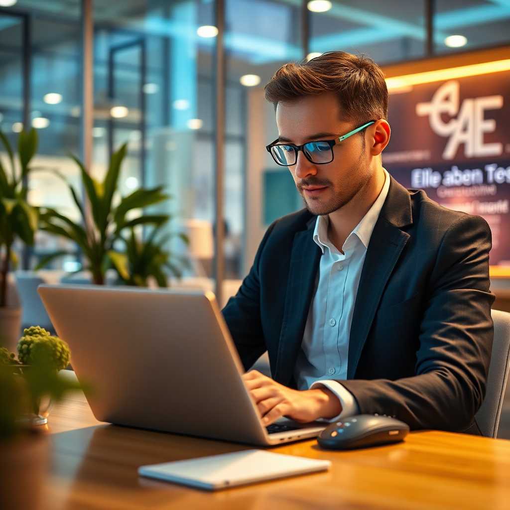 Business owner monitoring texts on a laptop
