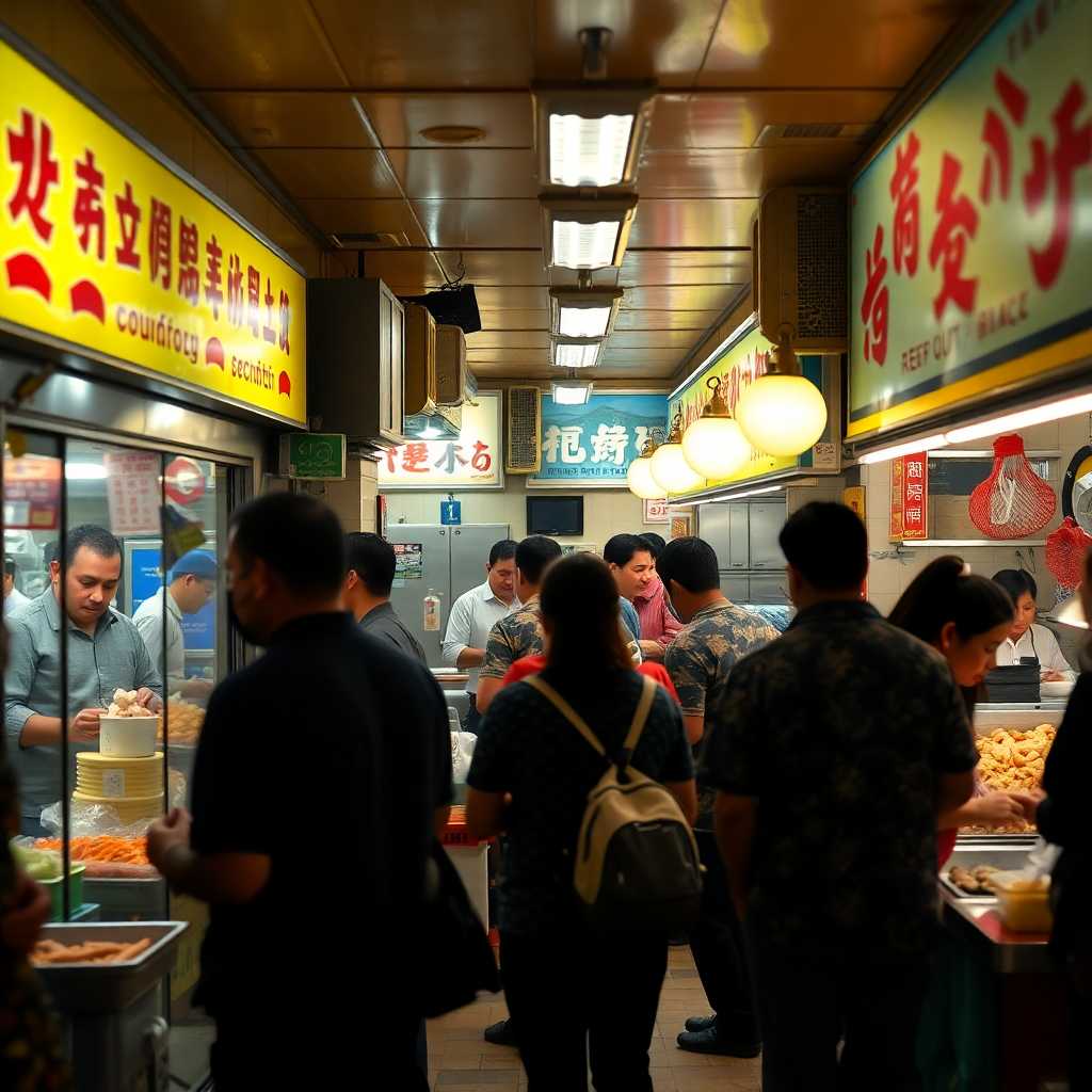 Bustling seafood takeout restaurant with busy staff