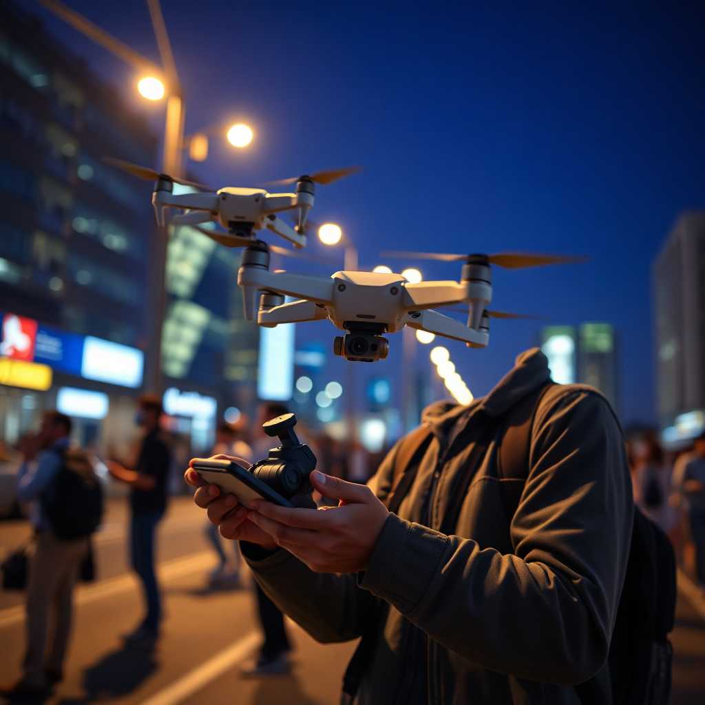 Busy Drone Photographer Managing Texts and Calls