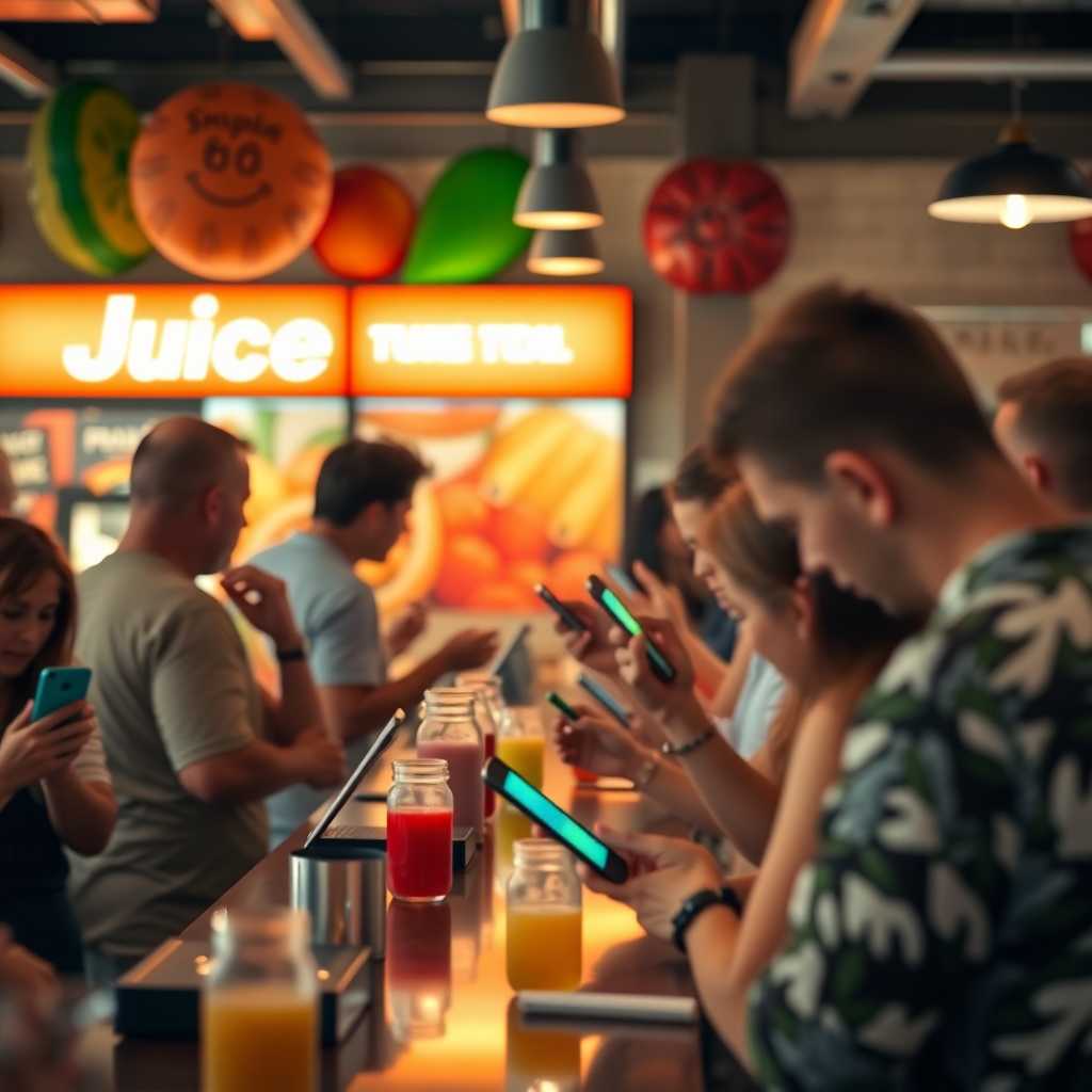 Multiple incoming phone messages at a busy juice bar