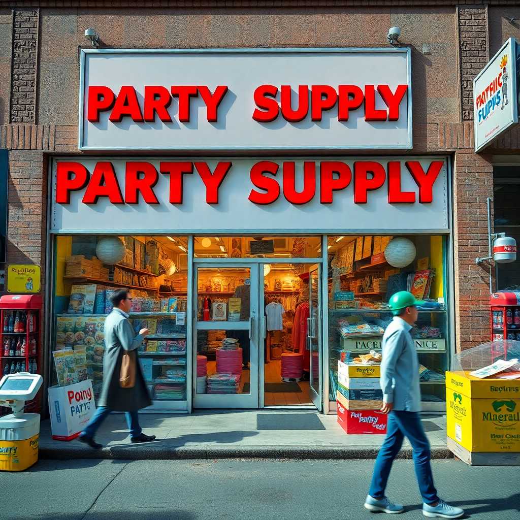 Bustling Party Supply Storefront