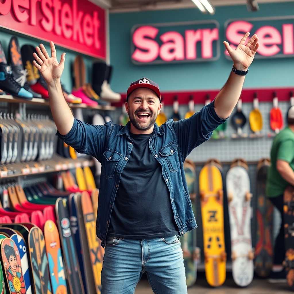 Skate rental shop owner celebrating successful bookings management