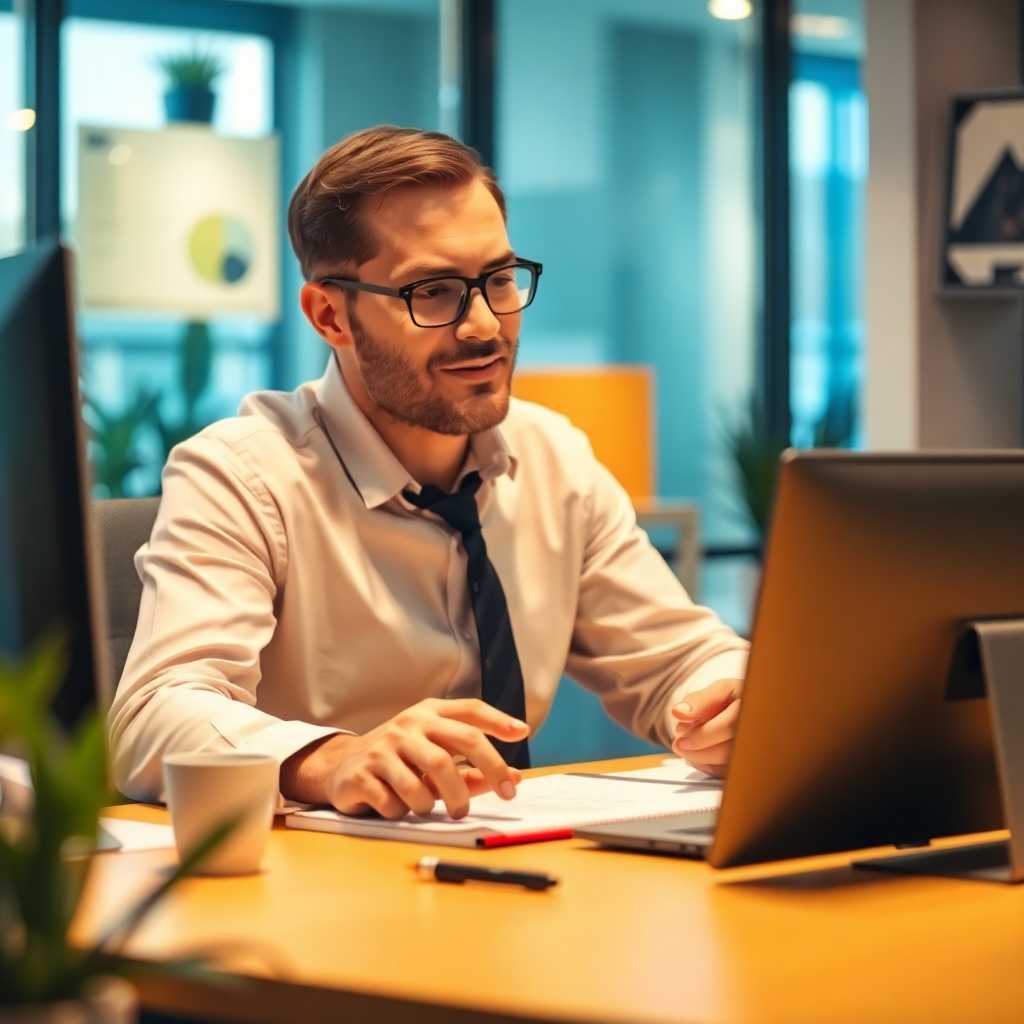 Desktop showing a business owner reviewing interactions