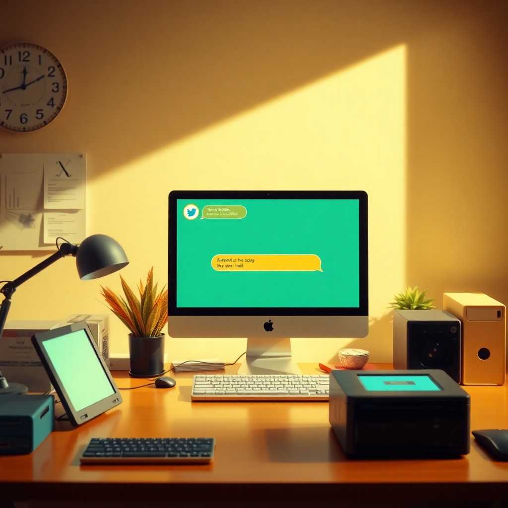 A desk with automated SMS system via desktop