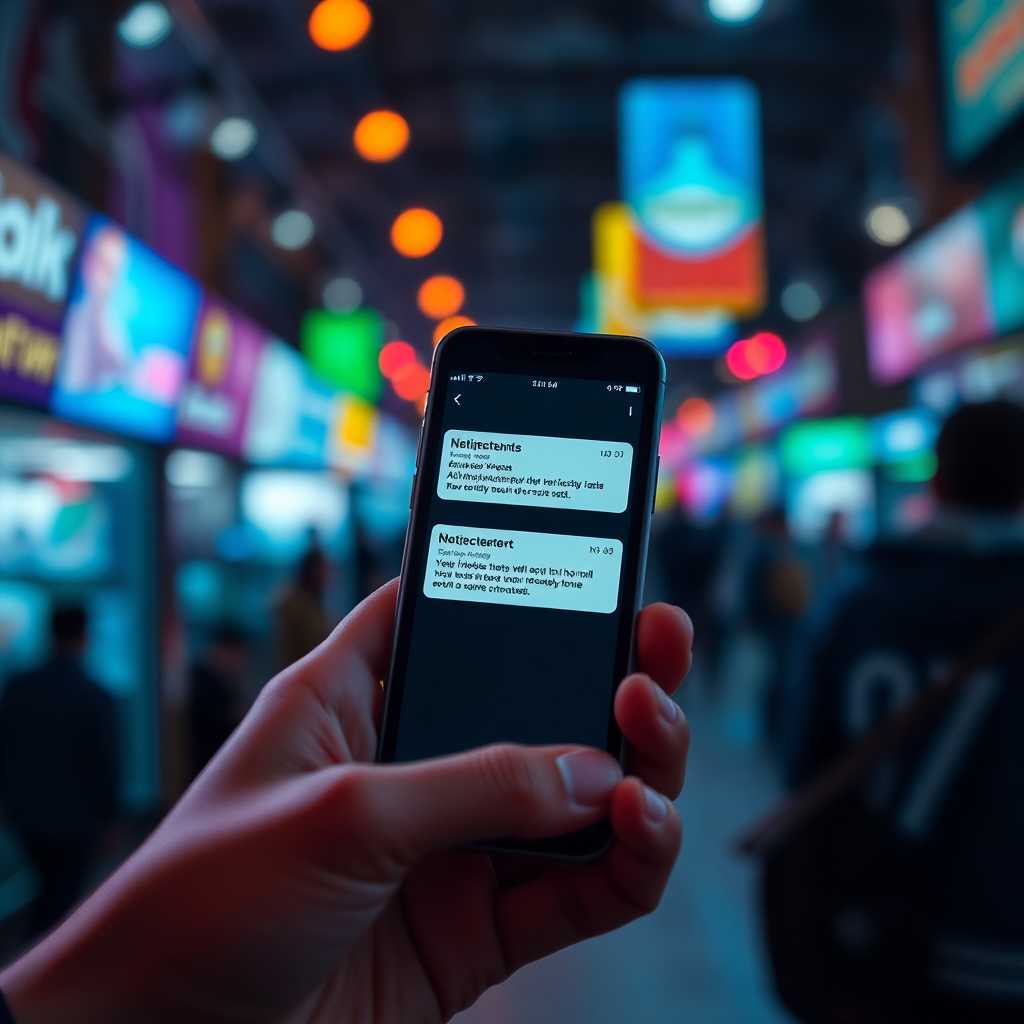 Smartphone displaying notifications from dedicated number