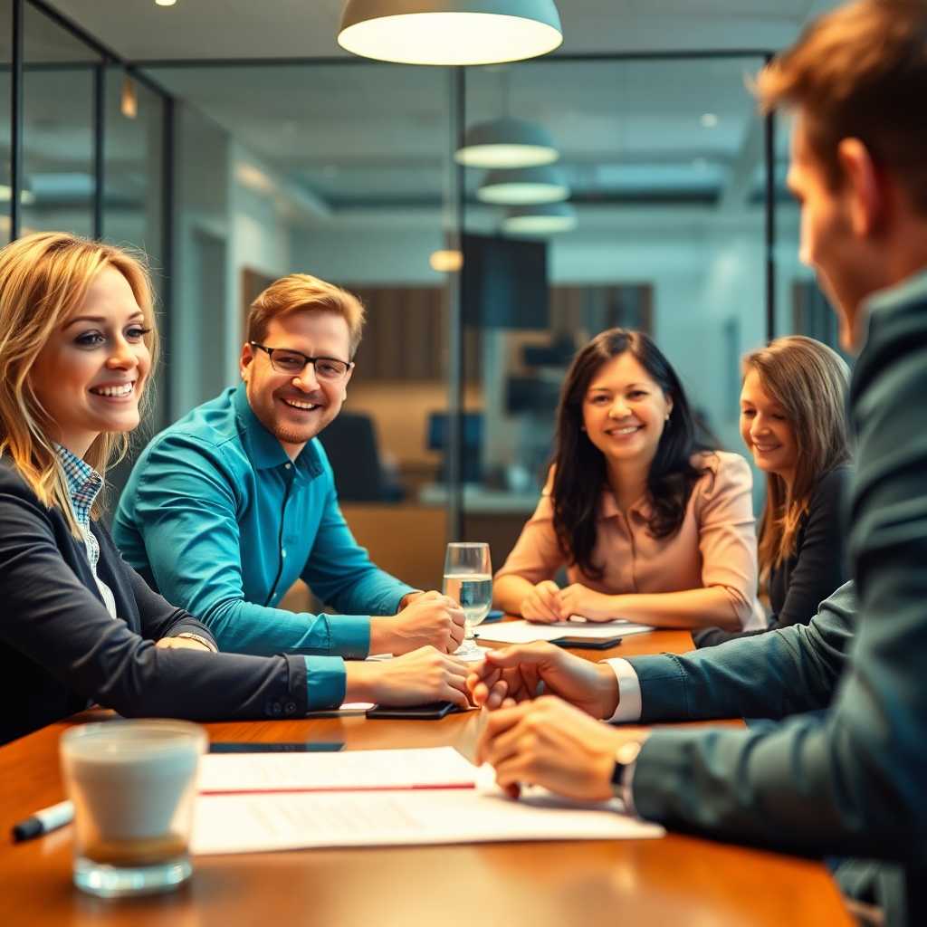 Positive client meeting reflecting successful consulting outcomes.
