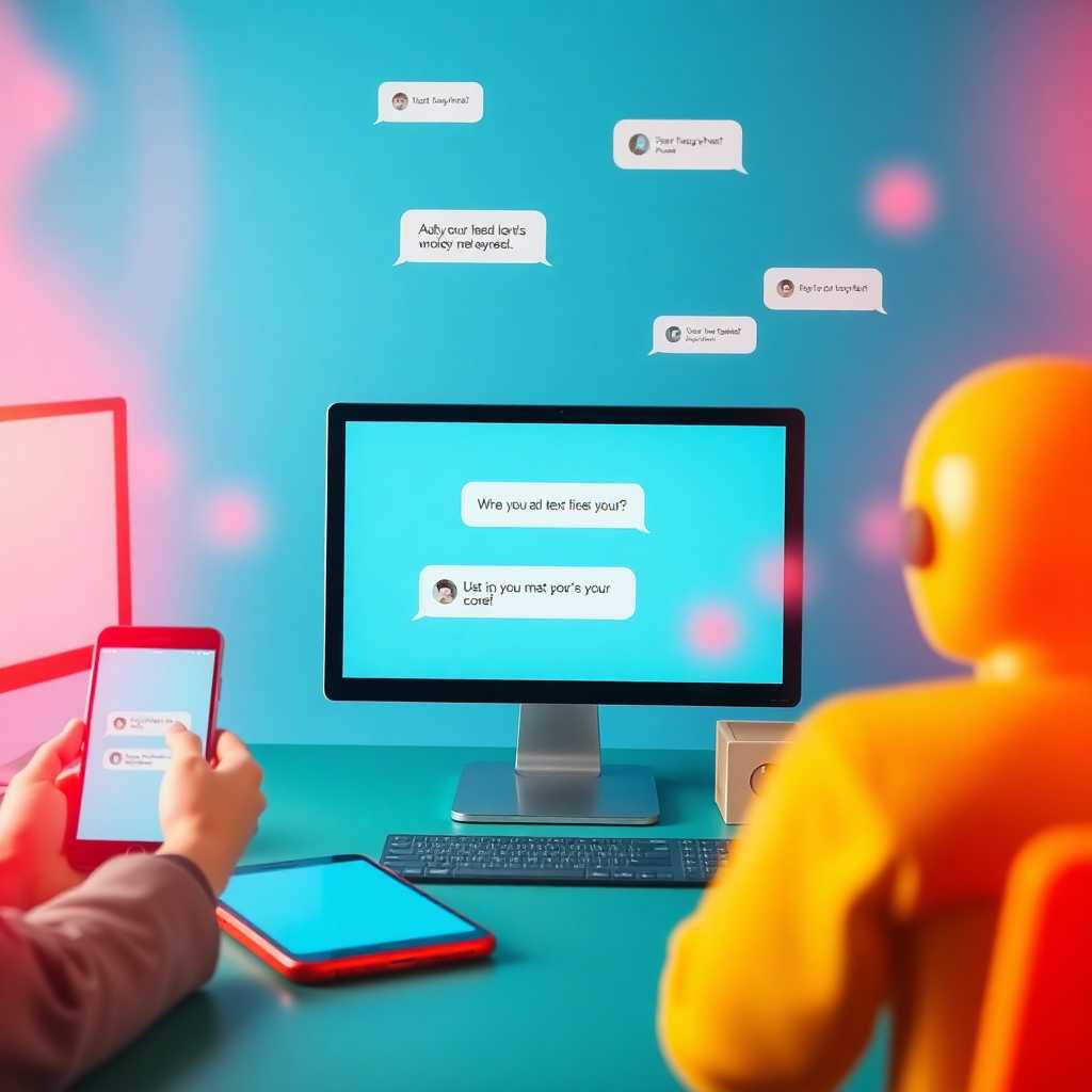 Iconic phones and desktops illustrating automated SMS handling.