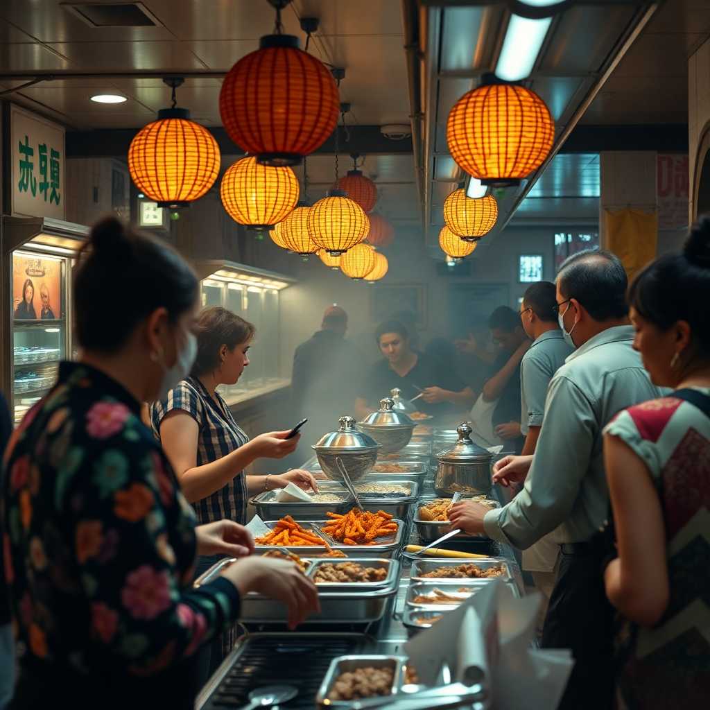 A bustling buffet with incoming texts