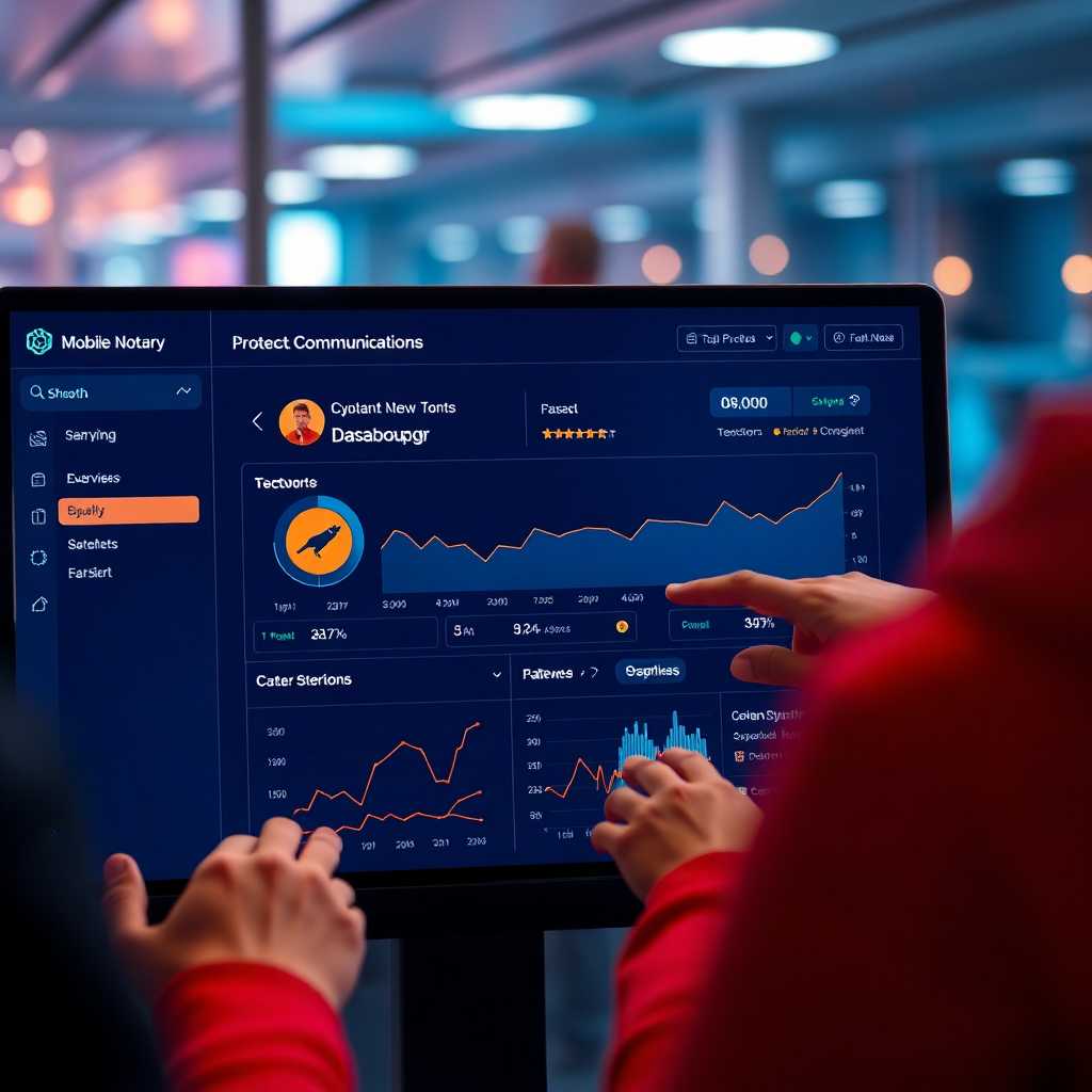 Mobile Notary dashboard with protected communications display