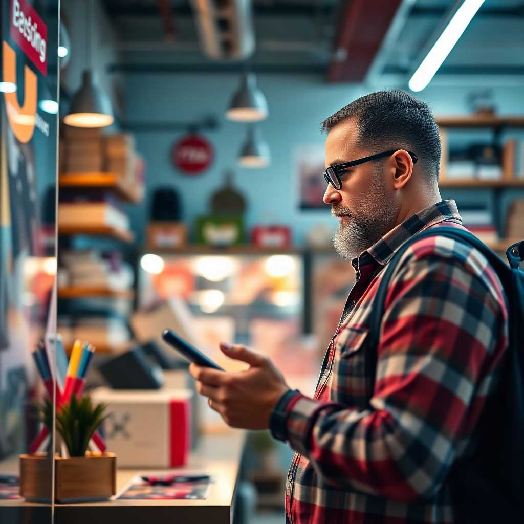 A Custom Print Shop owner experiencing ease with a mobile-friendly portal.
