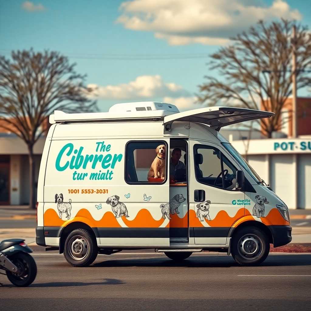 A thriving mobile grooming van with branding