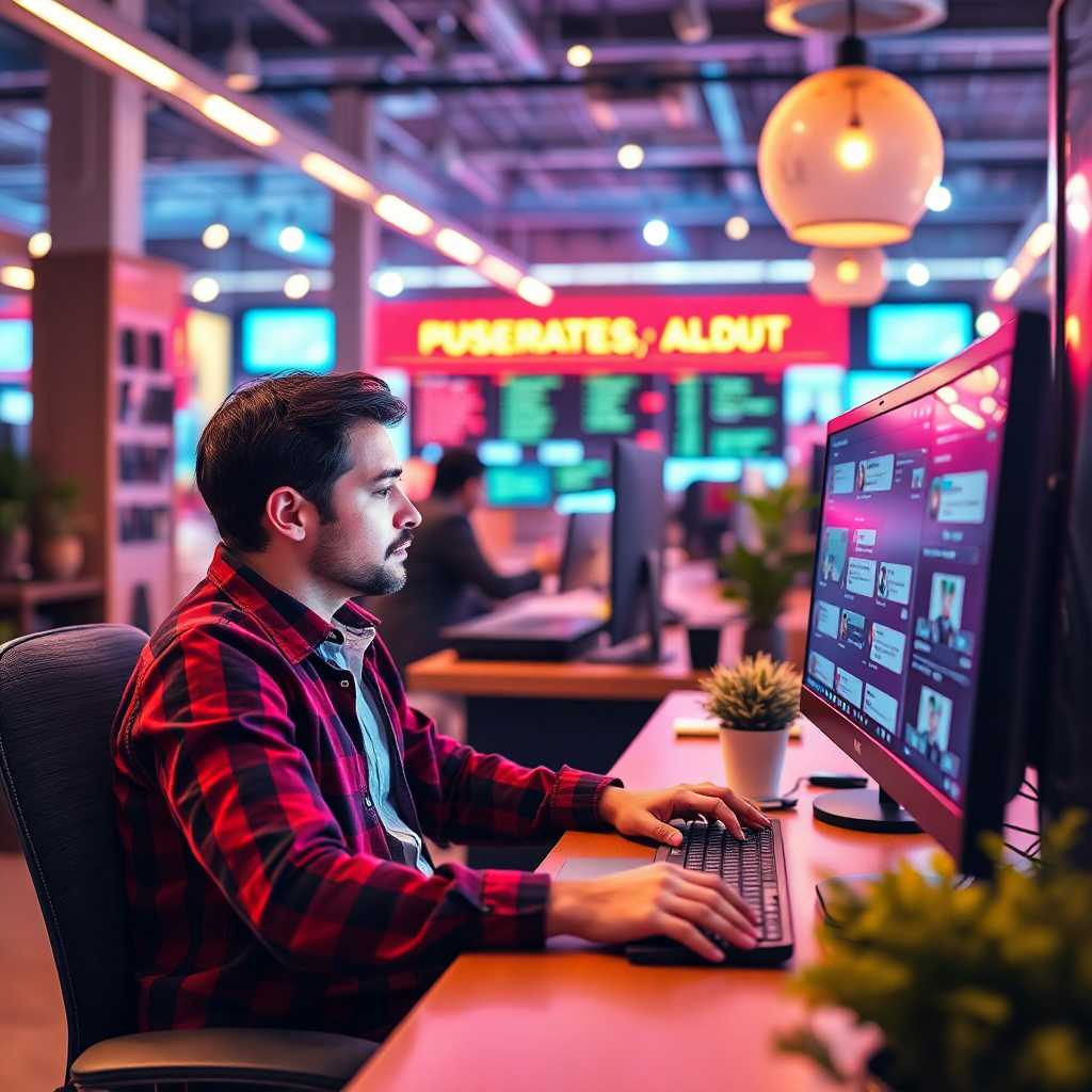 Business owner viewing customer messages on a computer.