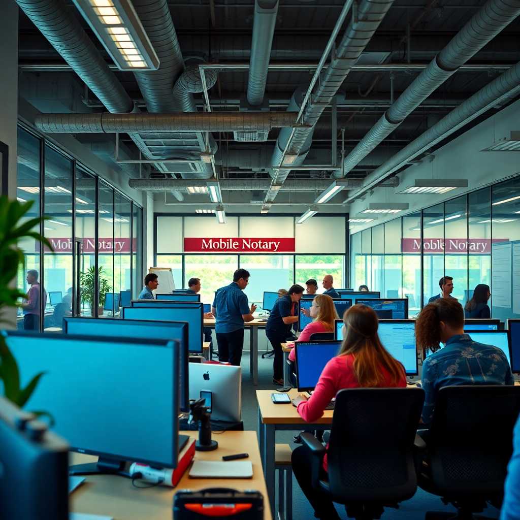 A bustling Mobile Notary office streamlining communications with TextSupport Sales PRO