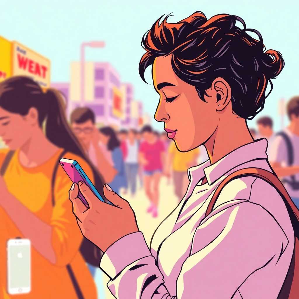 Illustration of a customer texting a featured number