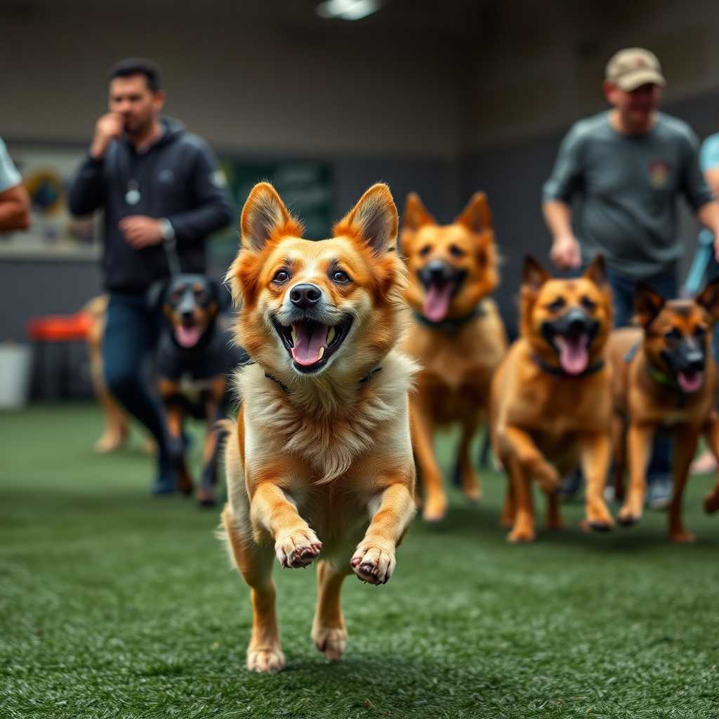 Busy dog training session with incoming text inquiries
