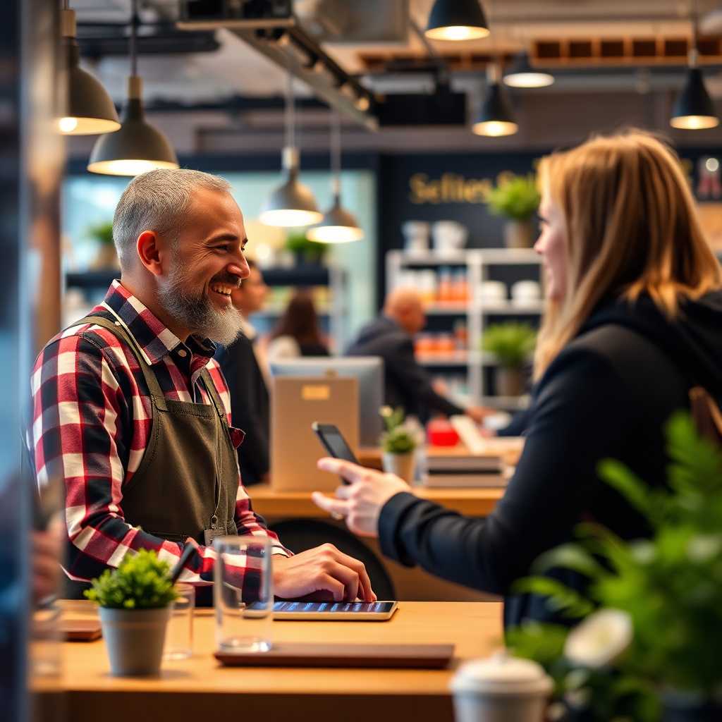 Digital communication between a business owner and a satisfied customer
