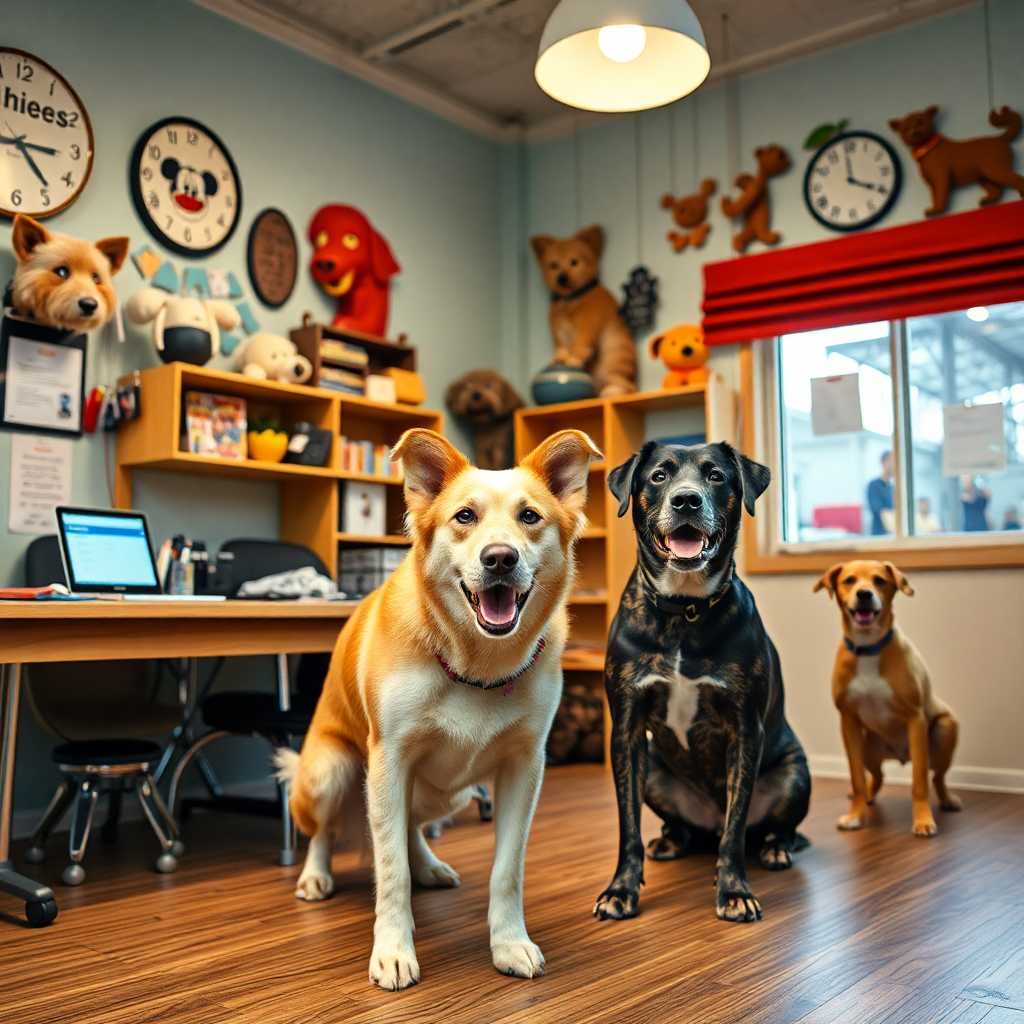 A busy animal training studio with incoming texts from clients
