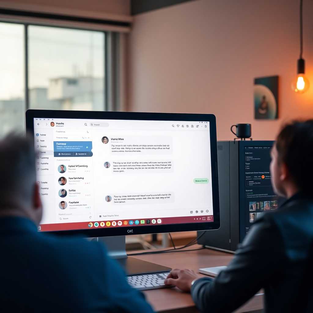 Messaging interface on a desktop portal showing live communication