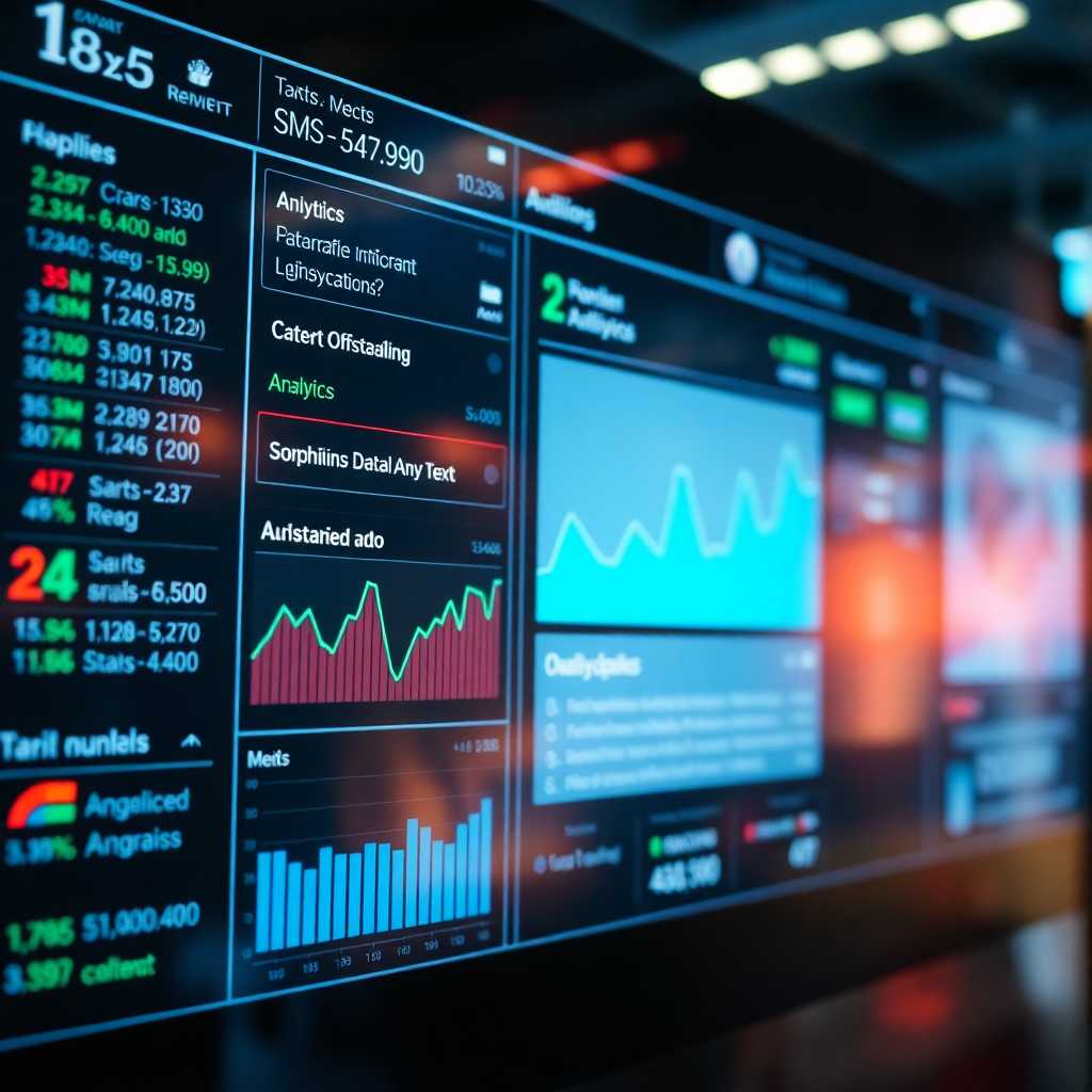 An interactive dashboard showing SMS scrolling and analytics.