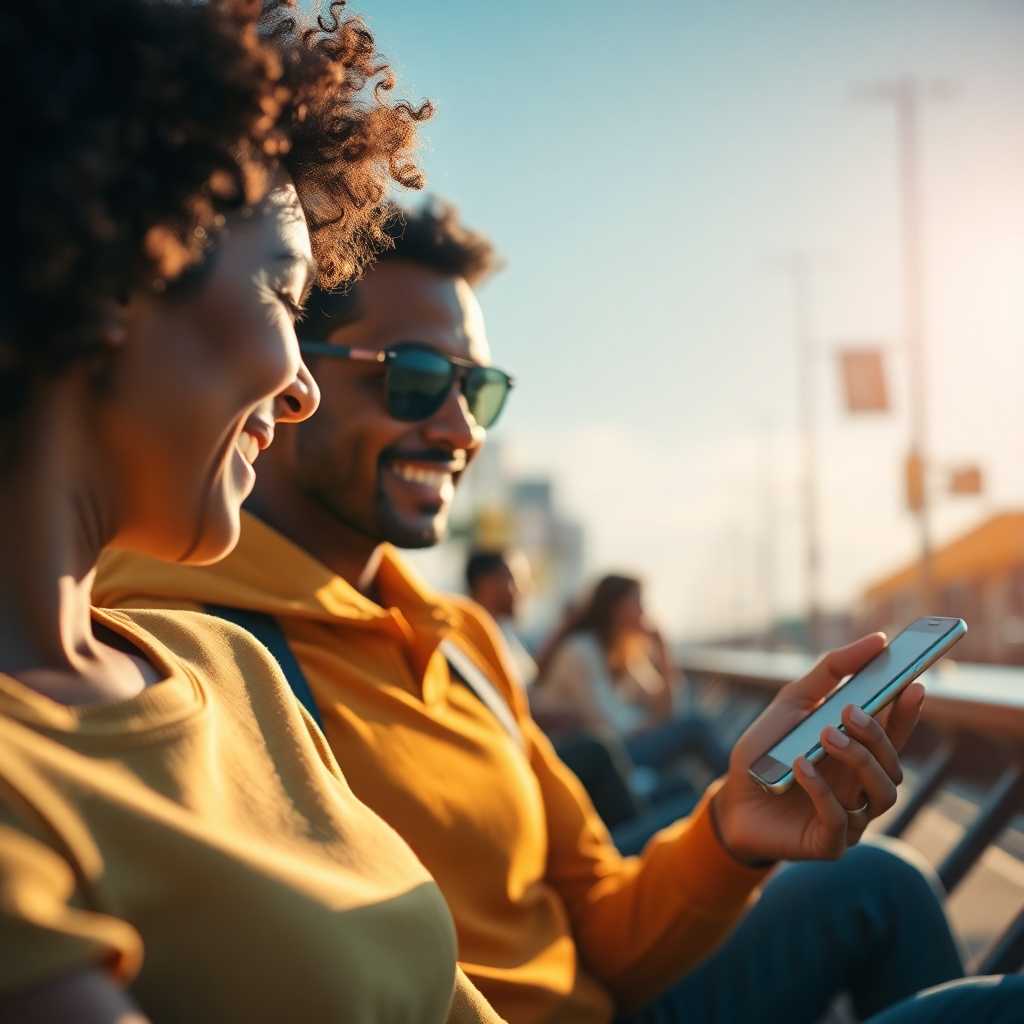 An illustration of a satisfied customer receiving an SMS.