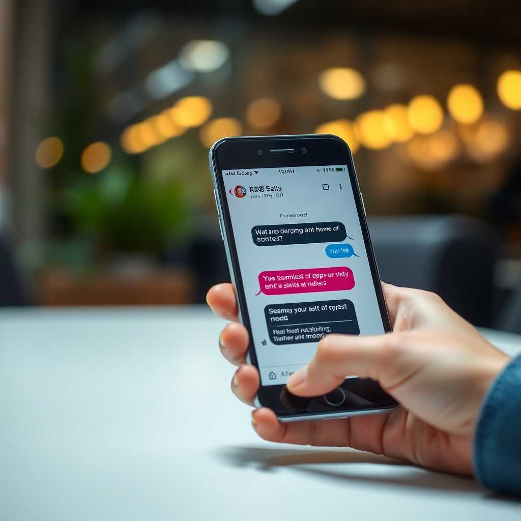 Smart phone displaying a seamless SMS conversation with a client