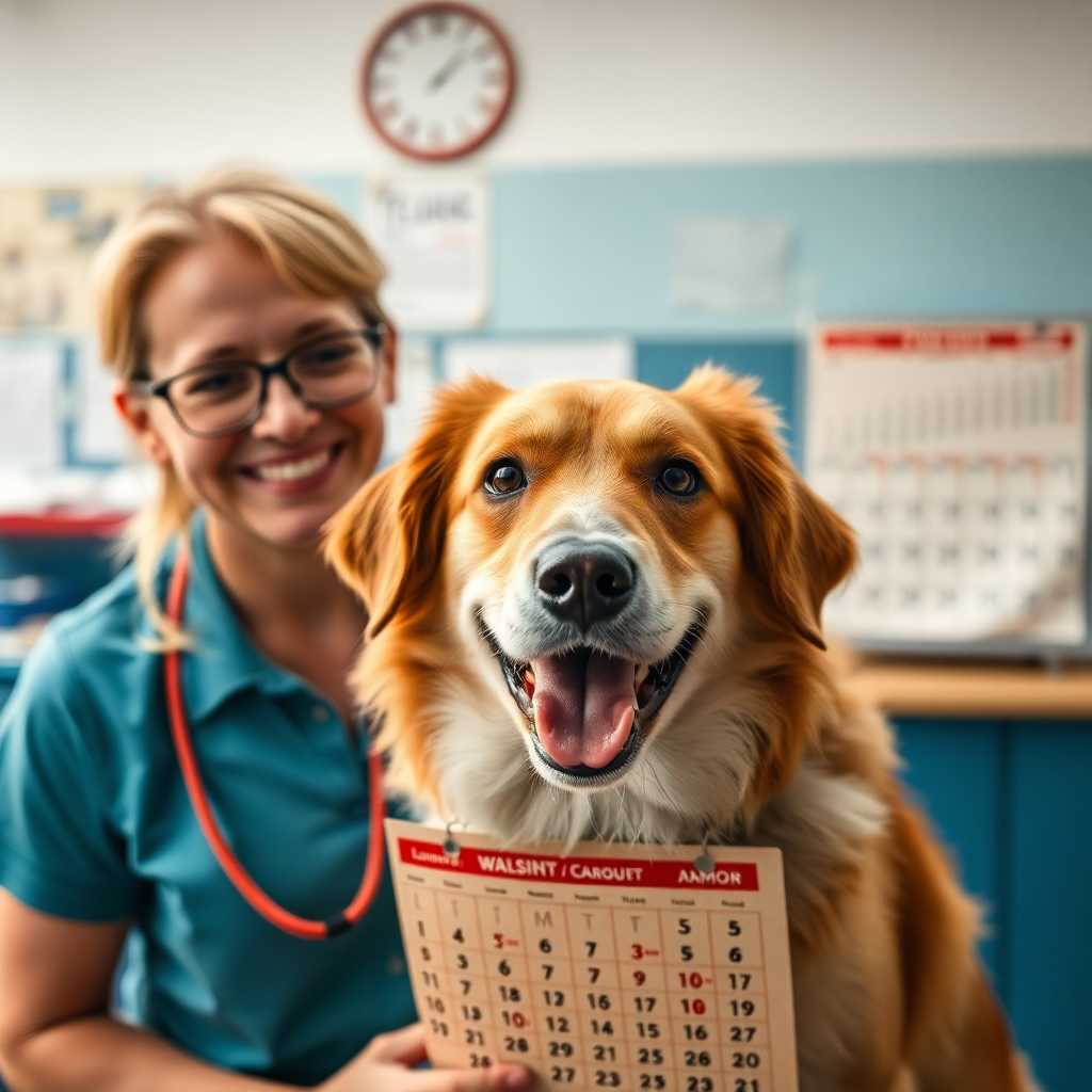Smiling dog trainer with a filled calendar