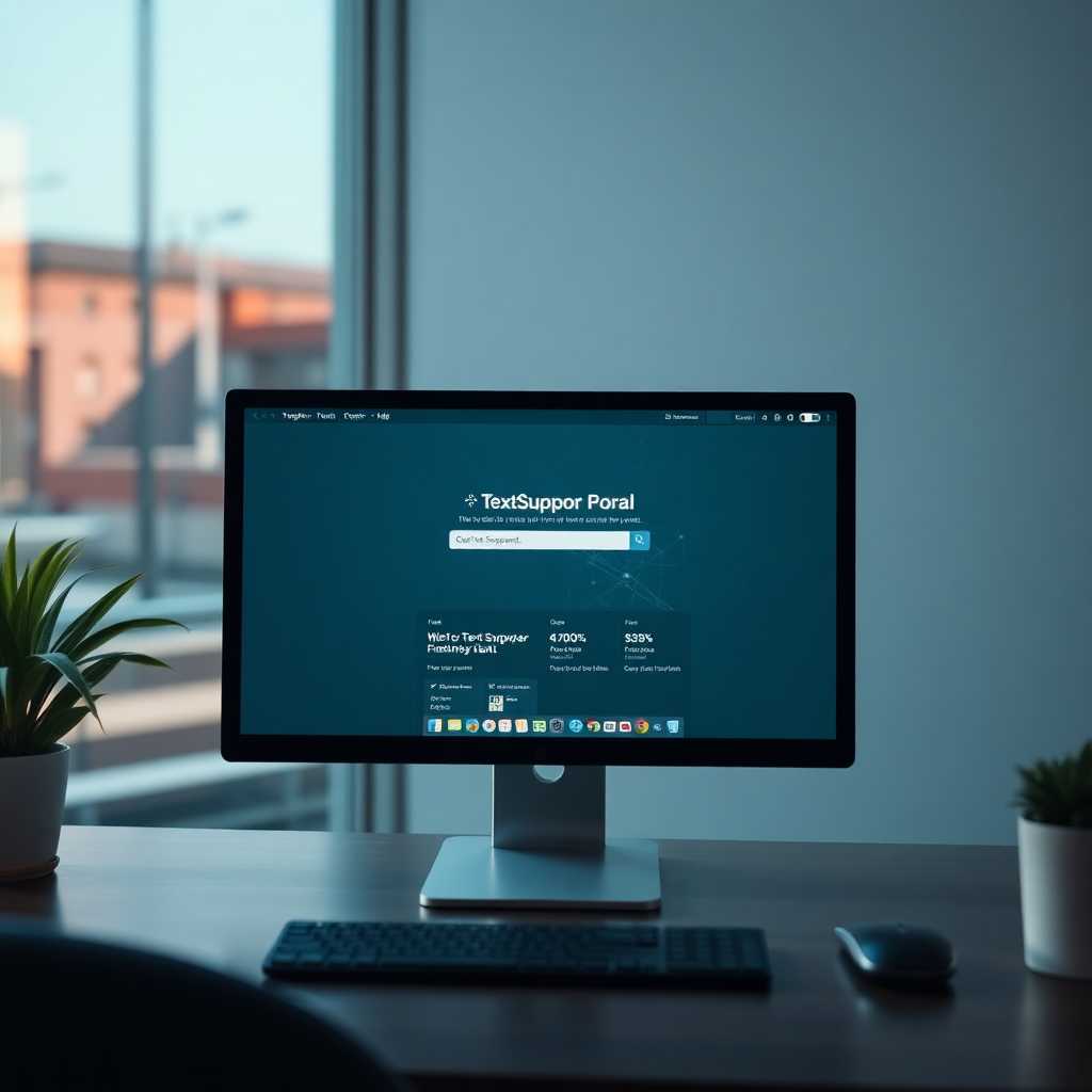 A sleek interface on a desktop screen displaying the TextSupport portal