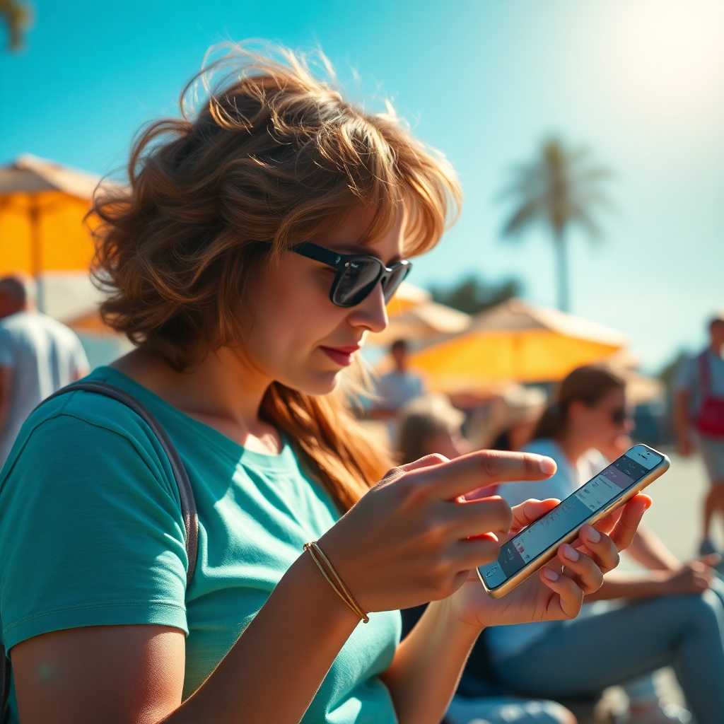 Parent receiving multiple activity alerts via SMS on a sunny day.