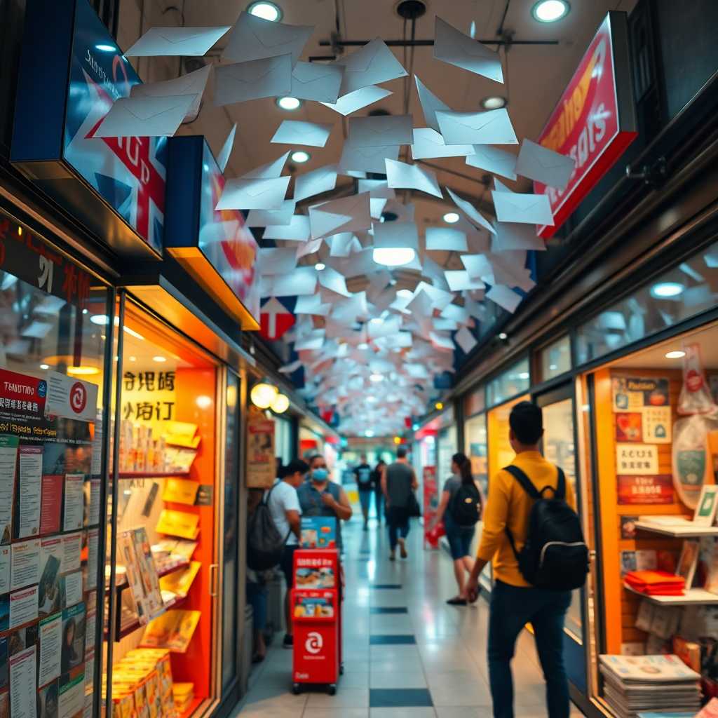 Busy storefront with incoming messages flooding in