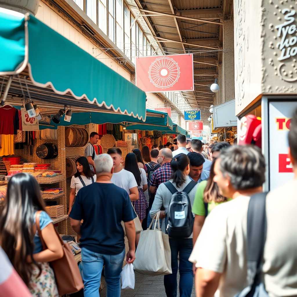 Bustling Pop-Up Shop during a busy market day