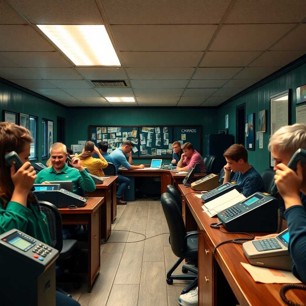 A busy campground office with multiple ringing phones