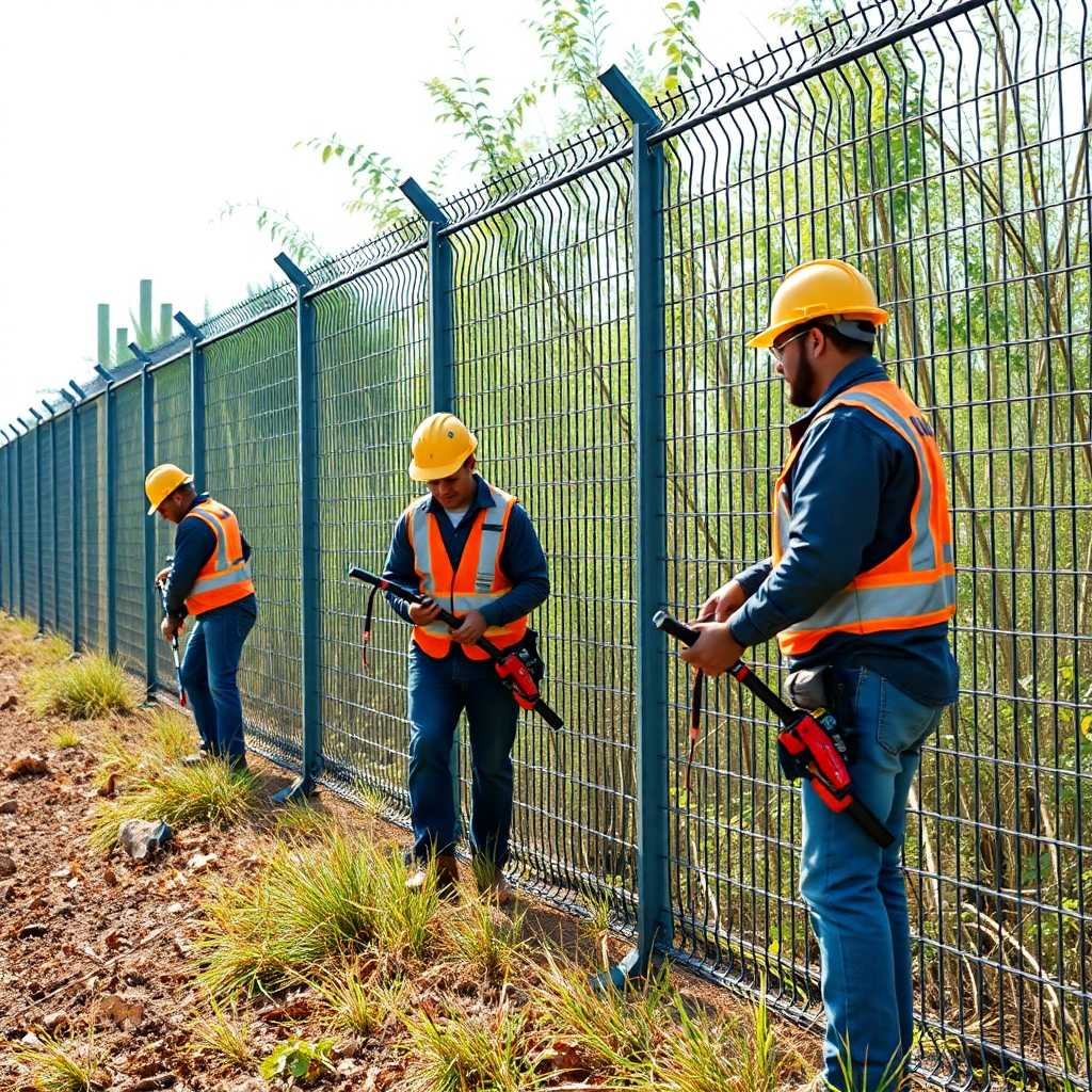 A fence installation team working efficiently, representing best practices.