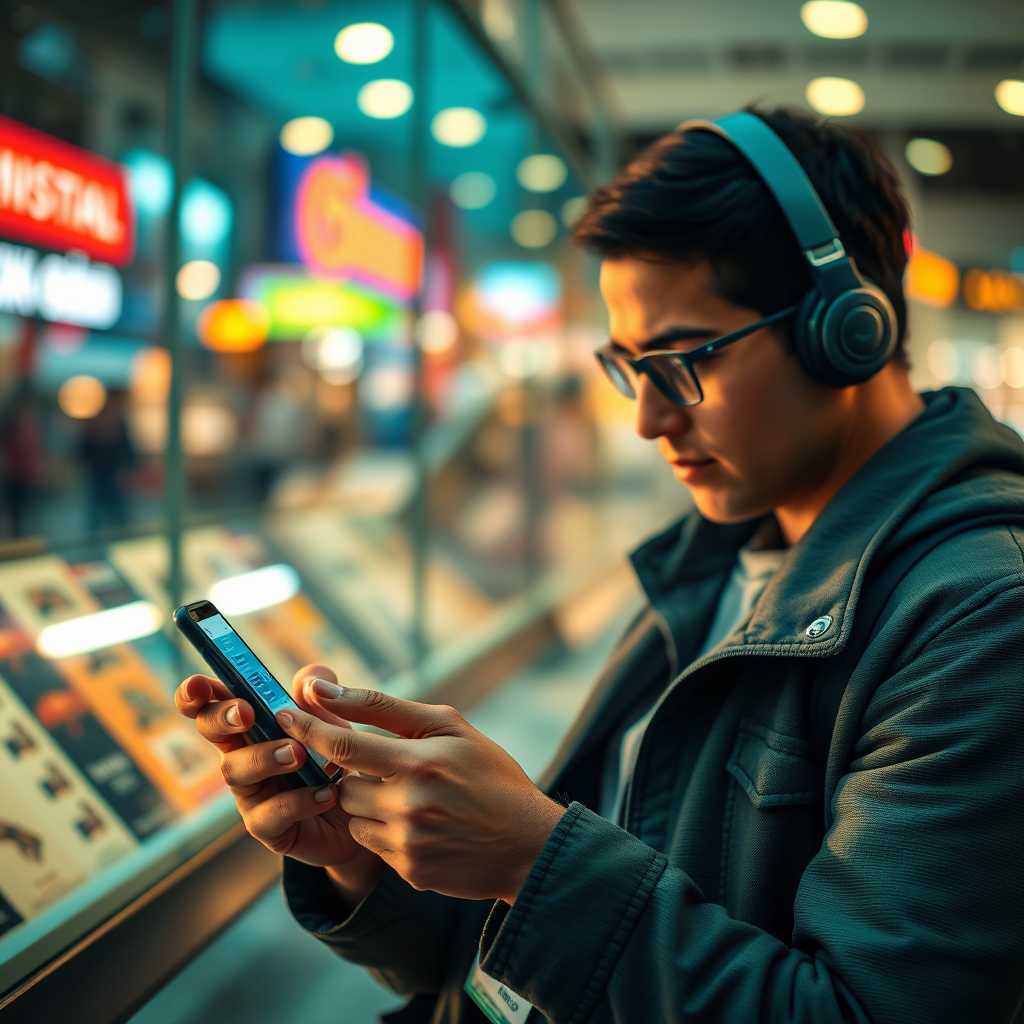 A customer reading promotional SMS messages on a smartphone