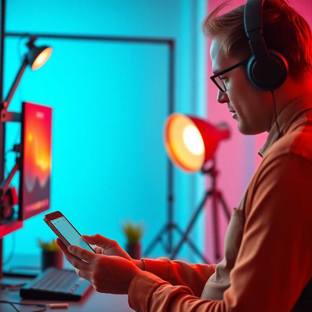 A studio owner texting a customer, with TextSupport application on the screen