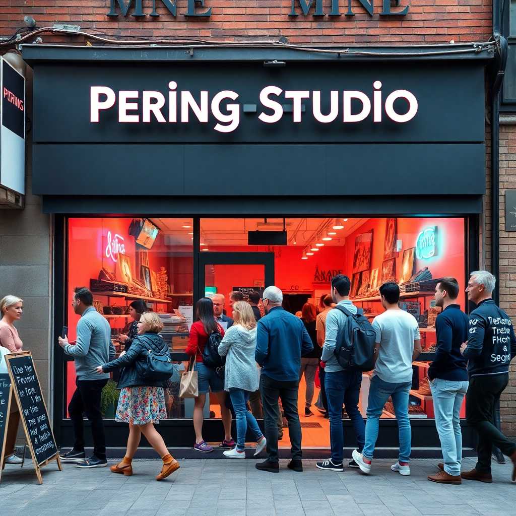 A busy piercing studio storefront with customers arriving