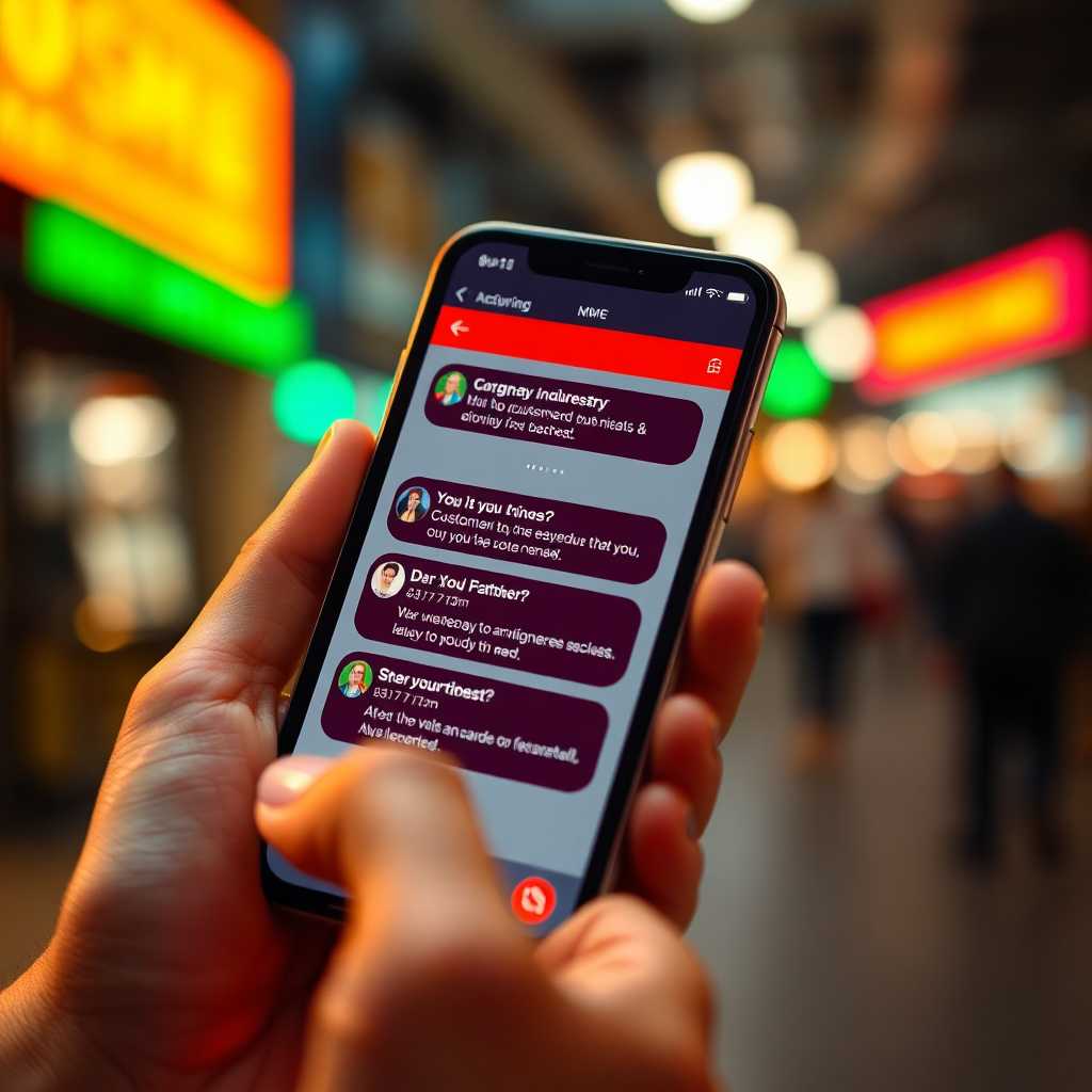 A sleek smartphone interface displaying organized customer inquiries through SMS.