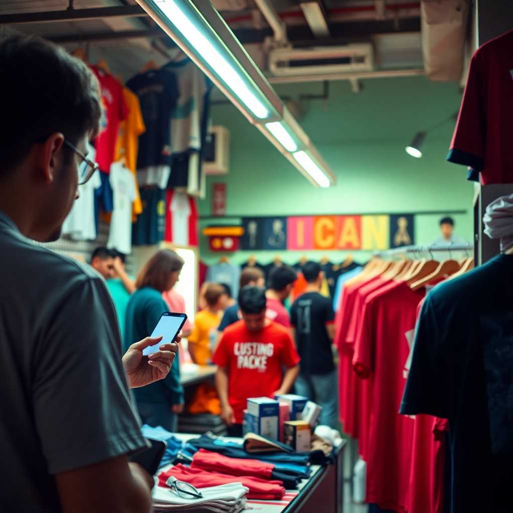Busy custom t-shirt shop responding to SMS