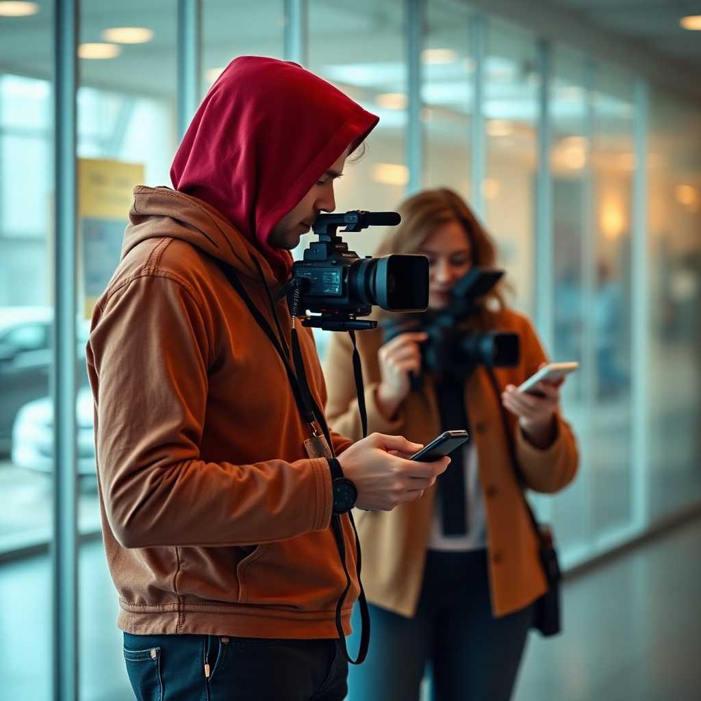 Videographers meeting clients with seamless SMS communication.