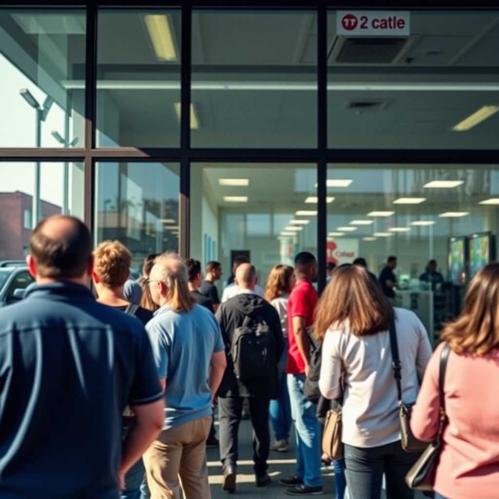 A busy window tinting shop with a queue of clients
