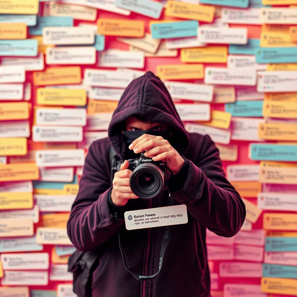 A photographer surrounded by text messages