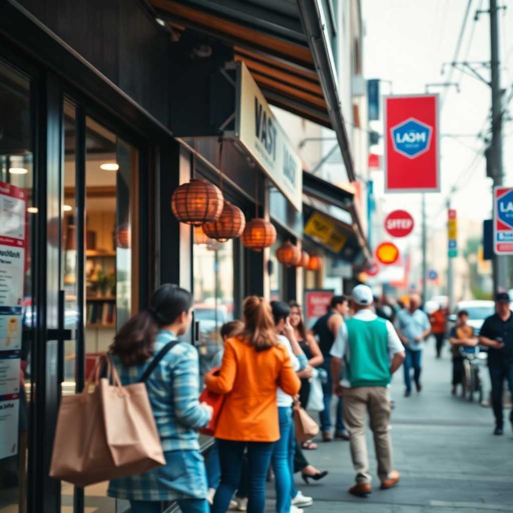 Example of busy storefront with a customer inquiry and rapid response needed.