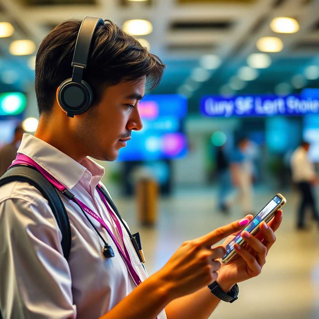 Staff Member Using SMS Service on a Smartphone
