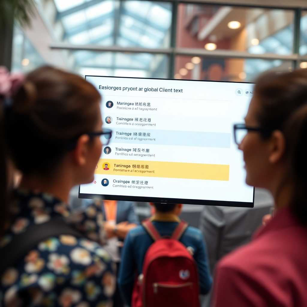 The interface displaying multilingual response options for trainers to engage with a global client base.